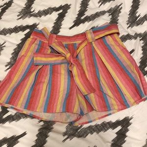 Lulus medium pleated rainbow shirts with tie waist
